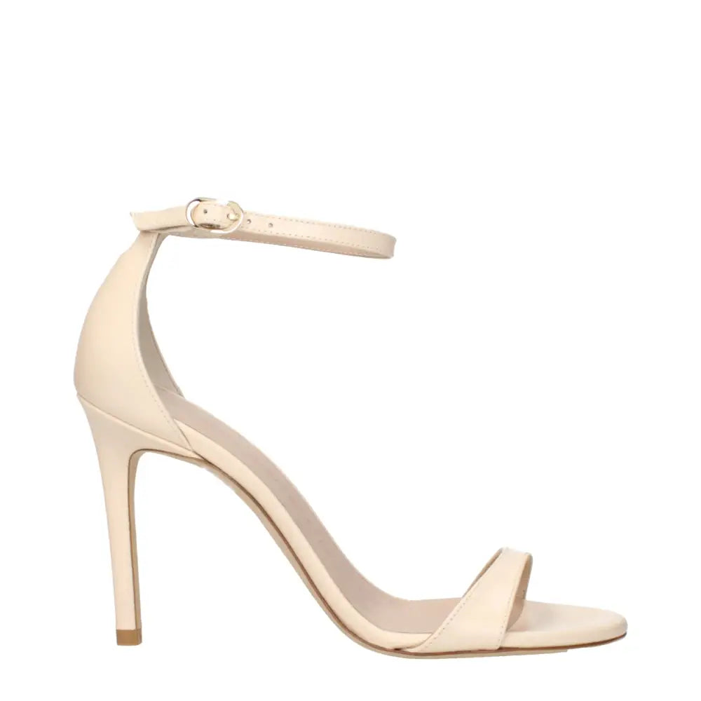 Stuart Weitzman Beige Leather Stiletto Heels Sandals