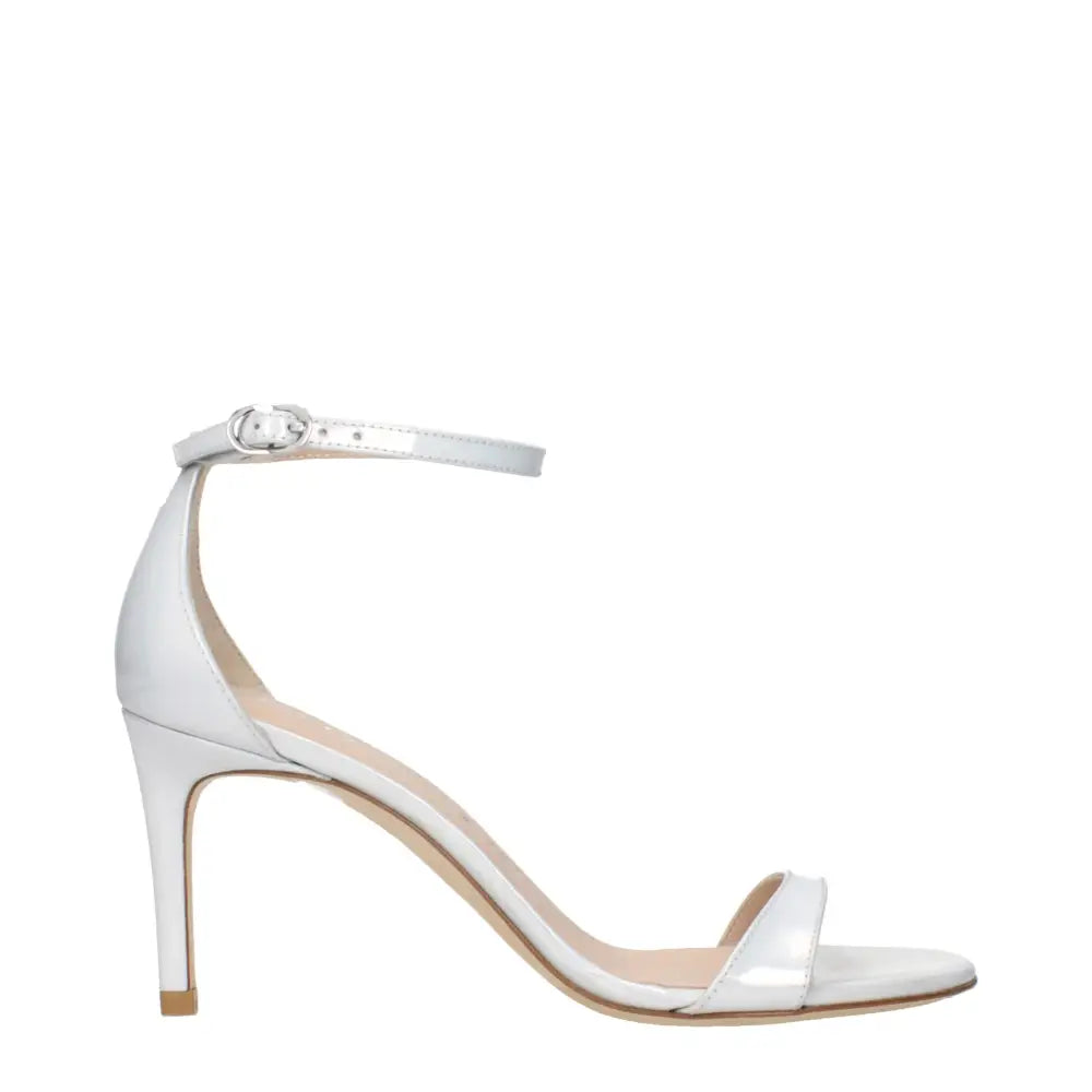 Stuart Weitzman White Leather Stiletto Heels Sandals
