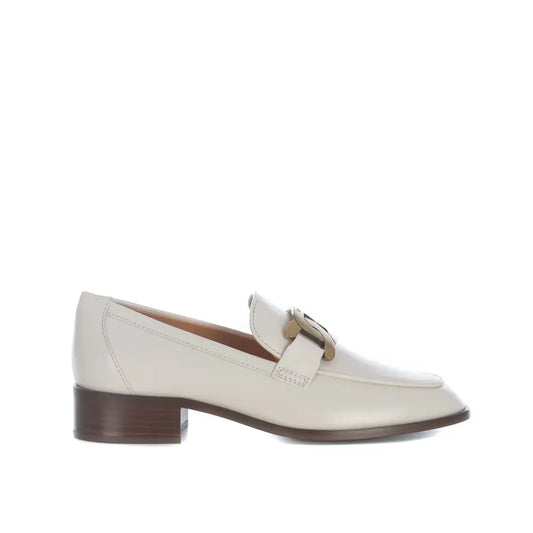 Tod's White Calfskin Slip-On Loafers