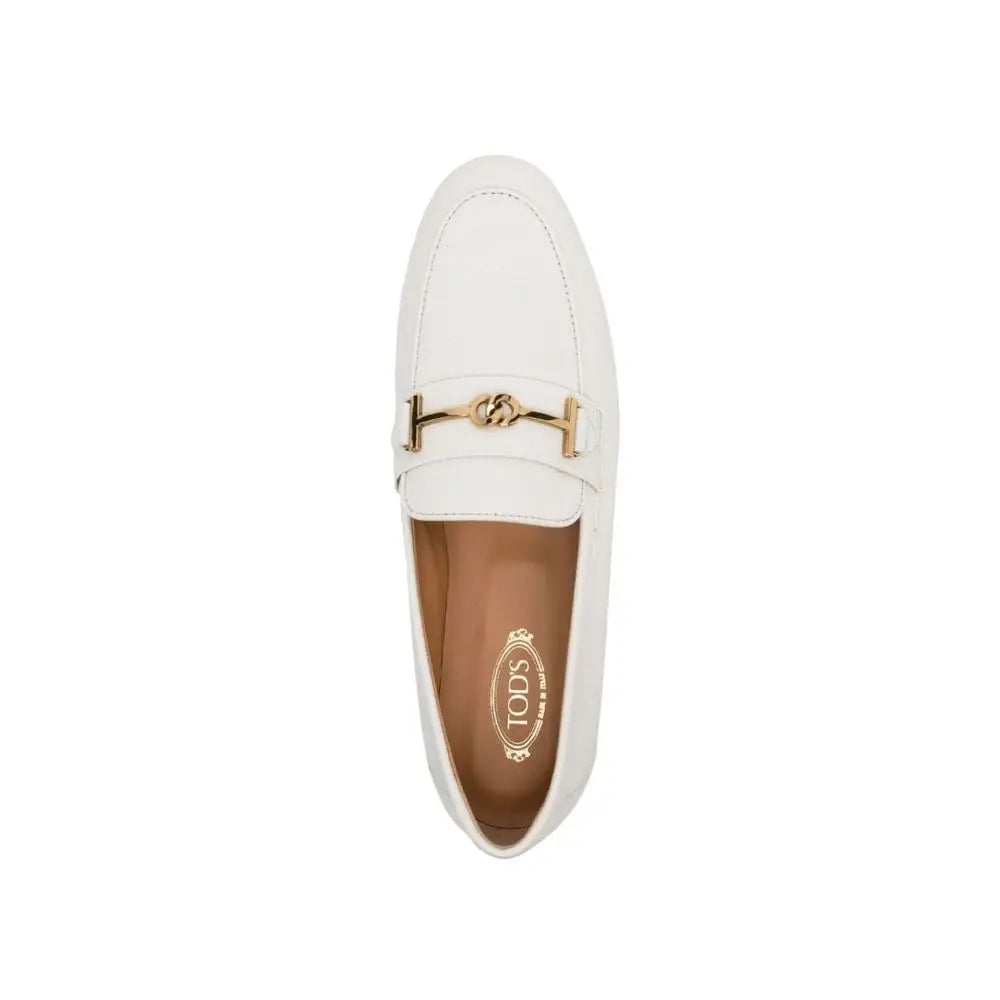 Tod’s White Calfskin Slip-On Loafers - Loafers