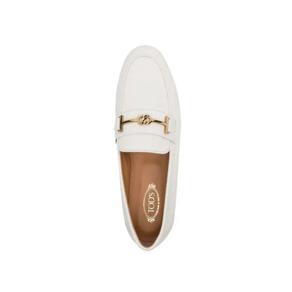 Tod’s White Calfskin Slip-On Loafers - Loafers
