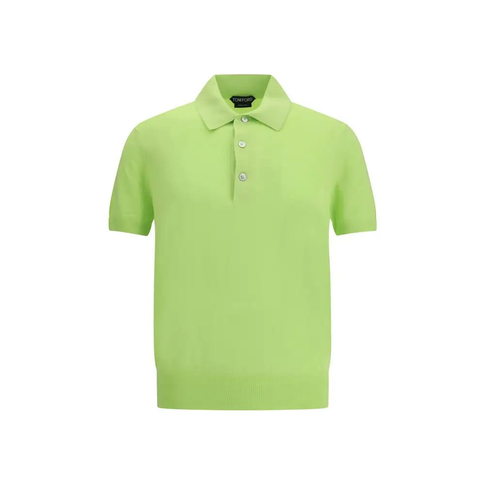 Tom Ford bicolor polo shirt i levende limegrøn bomuld med klassisk krave