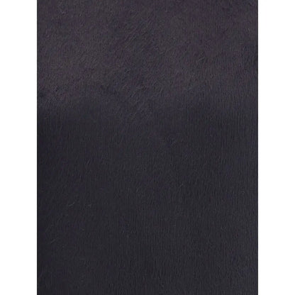 Tom Ford Black silk top i mørkegrå falsk pels med blød tekstur