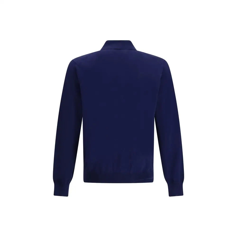 Tom Ford navy blue cotton polo shirt med ribkrave og manchetter
