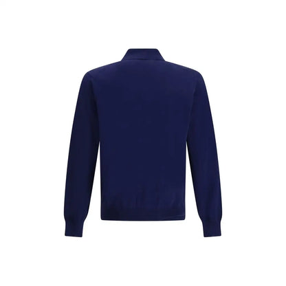 Tom Ford navy blue cotton polo shirt med ribkrave og manchetter