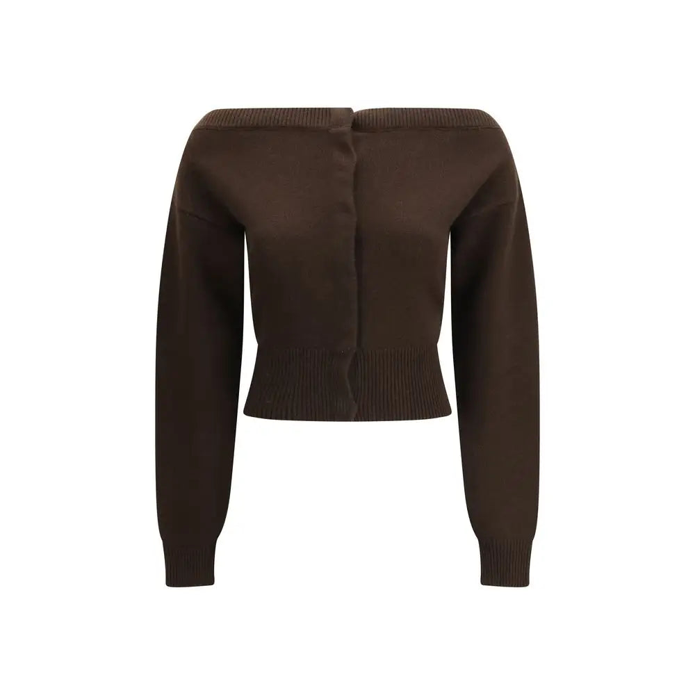 Tom Ford brown cashmere cropped knit sweater i chokoladebrun
