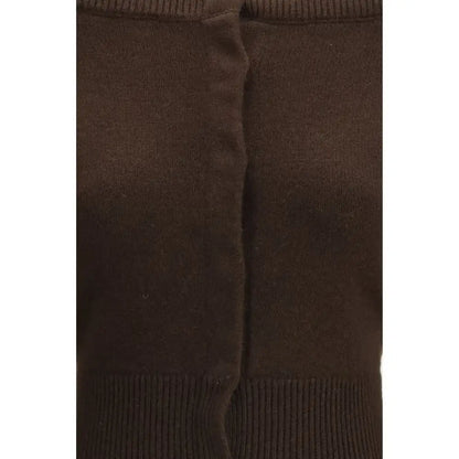 Tom Ford brown cashmere cardigan med mørk brun strik, ribkant manchetter og central søm