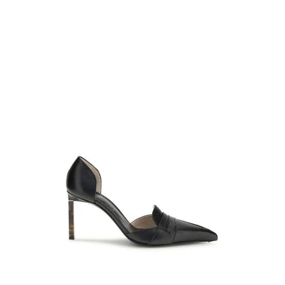 Tom Ford D’Orsay Pumps: black leather loafer-style with translucent heel