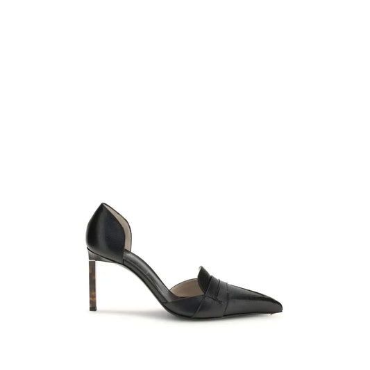 Tom Ford D’Orsay Pumps: black leather loafer-style with translucent heel