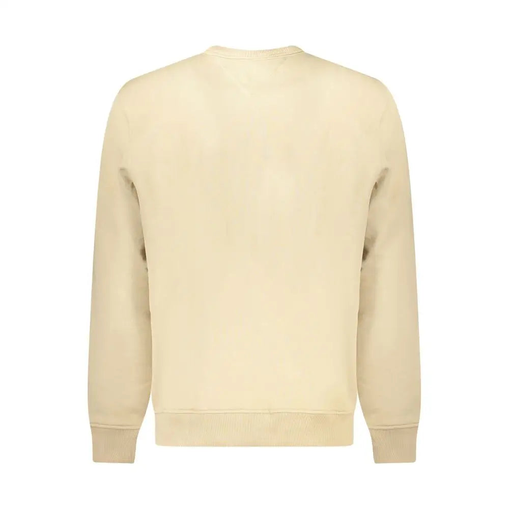 Tommy hilfiger beige cotton herresweater i cremfarvet bomuld med ribkante