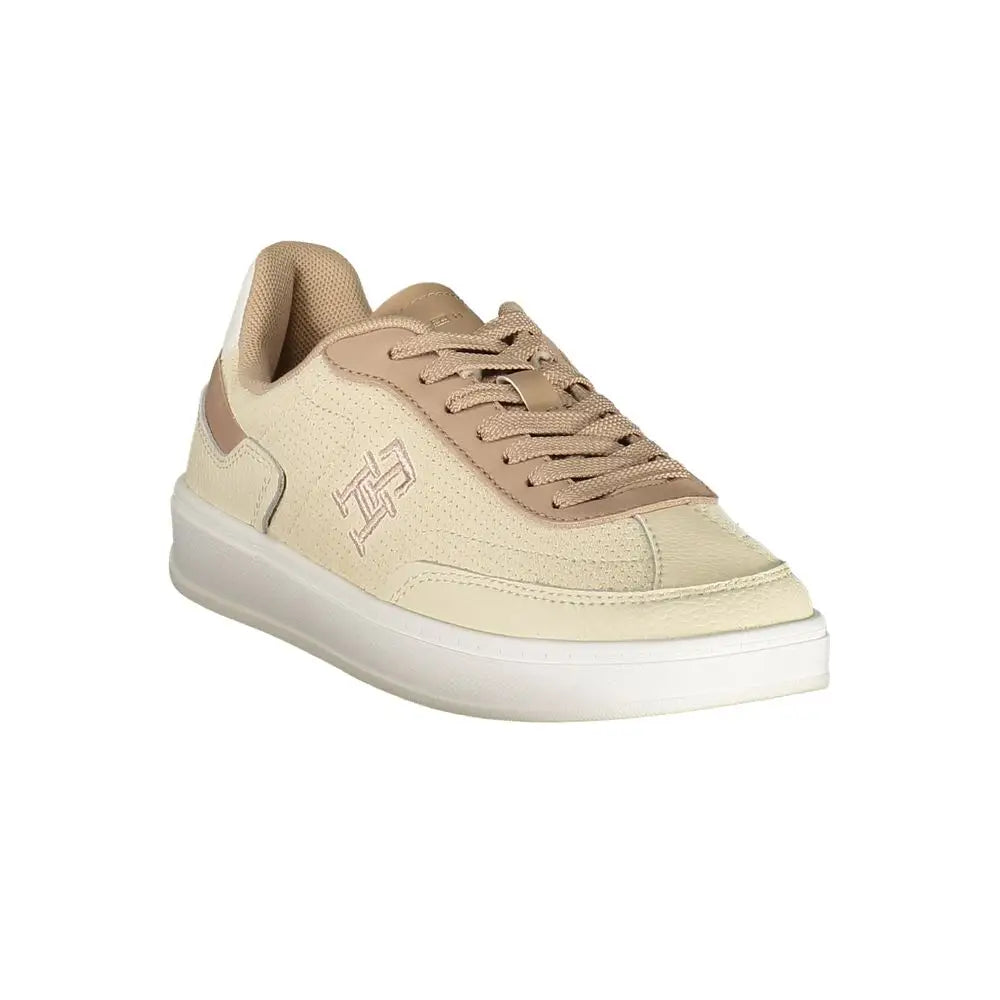 Tommy Hilfiger beige lædersko til kvinder, 100% originale brands