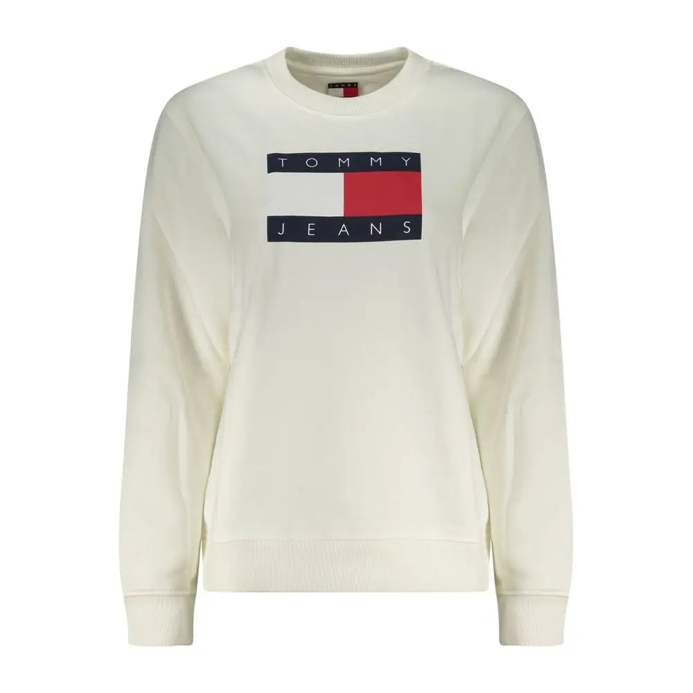 Tommy Hilfiger Bianco cotton kvinders sweatshirt med flag-logo