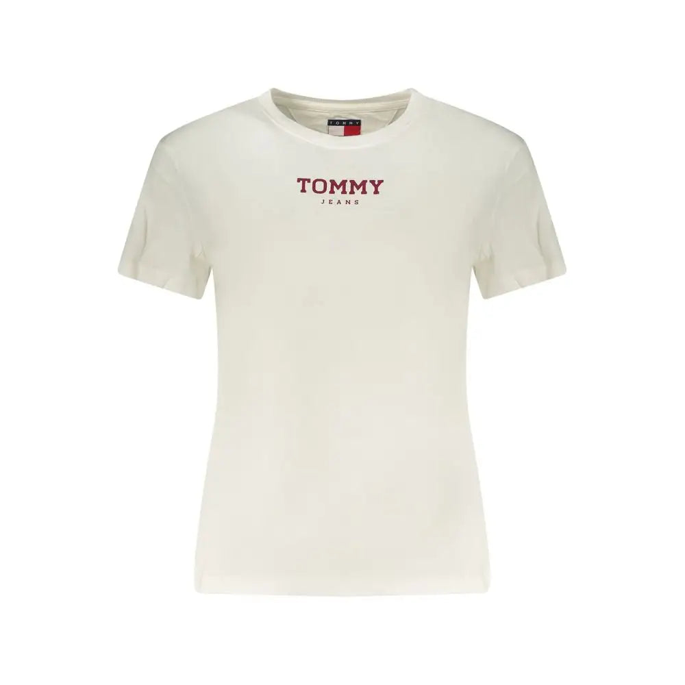 Tommy Hilfiger Bianco cotton kvinders T-shirt i creme med rødt logo