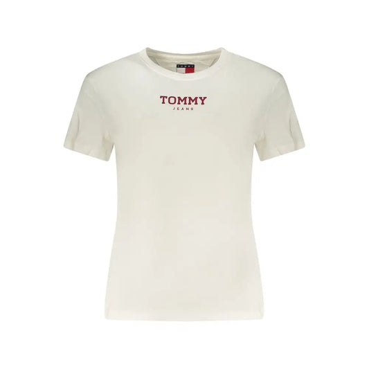 Tommy Hilfiger Bianco cotton kvinders t-shirt i creme med rødt logo
