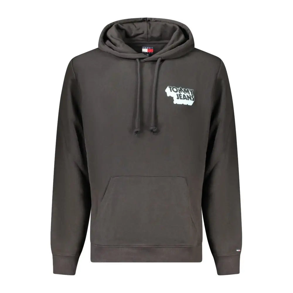 Tommy Hilfiger black cotton herre hoodie i mørkegrå med hvid logo