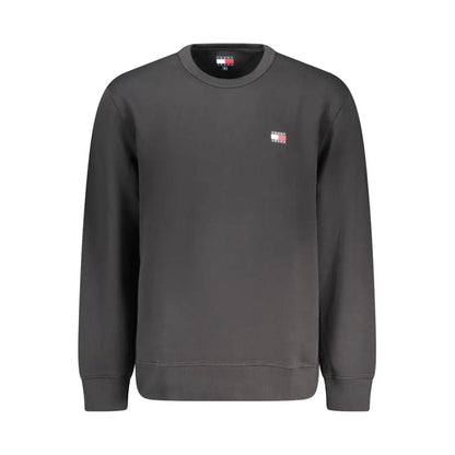 Tommy hilfiger black cotton crewneck sweatshirt with embroidered logo