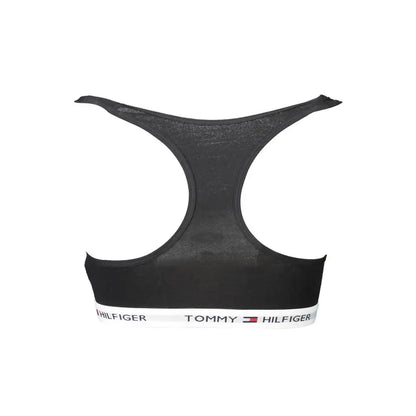 Tommy hilfiger black cotton sports bra med hvid logo-bånd