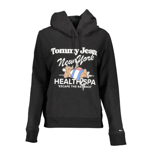 Tommy Hilfiger black cotton hoodie med mus i badebukser og New York Health Spa grafik