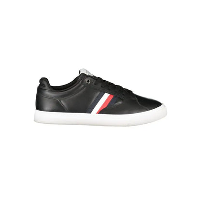 Tommy Hilfiger Black Leather Men Sneakers - Sneakers