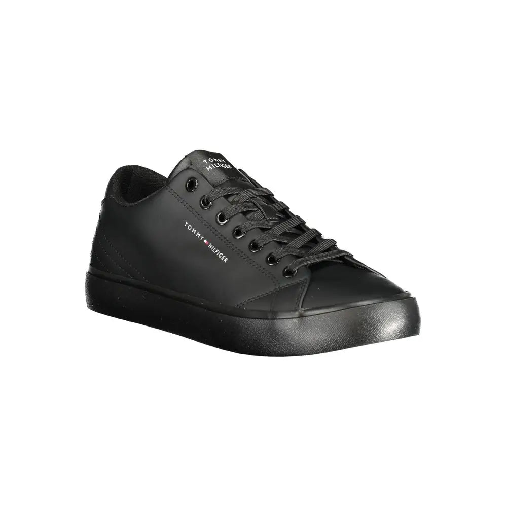 Tommy Hilfiger Black Leather Men Sneakers