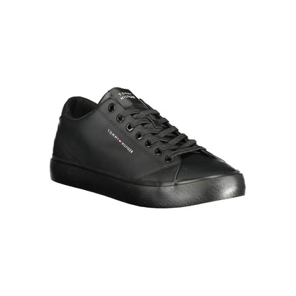 Tommy Hilfiger Black Leather Men Sneakers