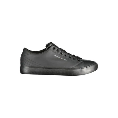 Tommy Hilfiger Black Leather Men Sneakers