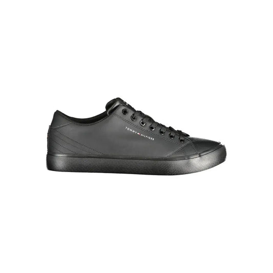 Tommy Hilfiger Black Leather Men Sneakers