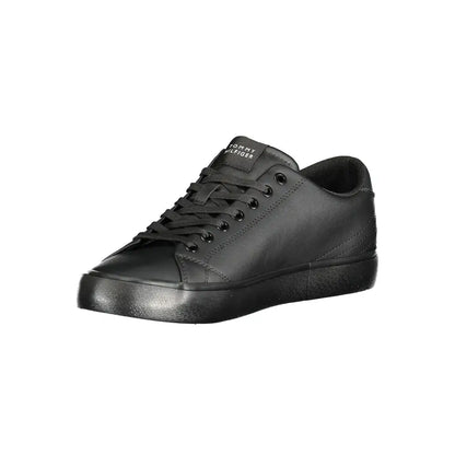 Tommy Hilfiger Black Leather Men Sneakers