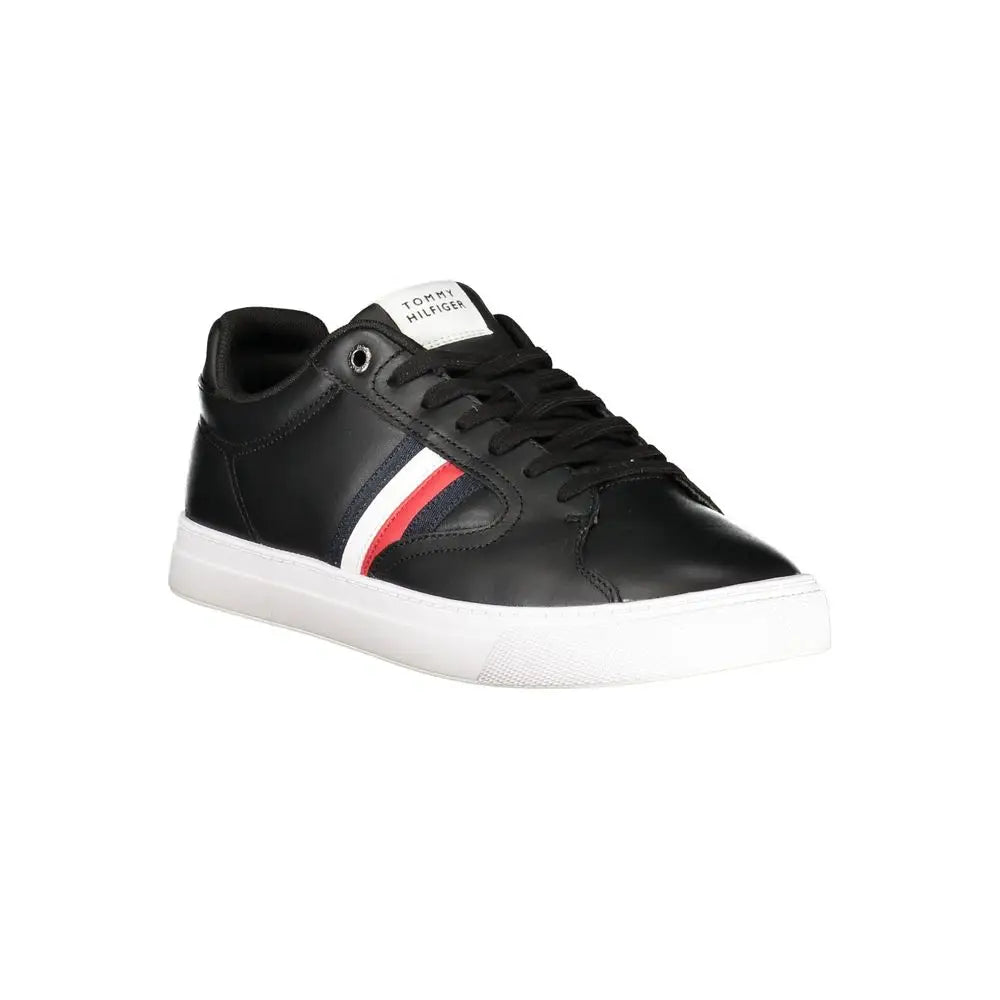 Tommy Hilfiger Black Leather Men Sneakers - Sneakers