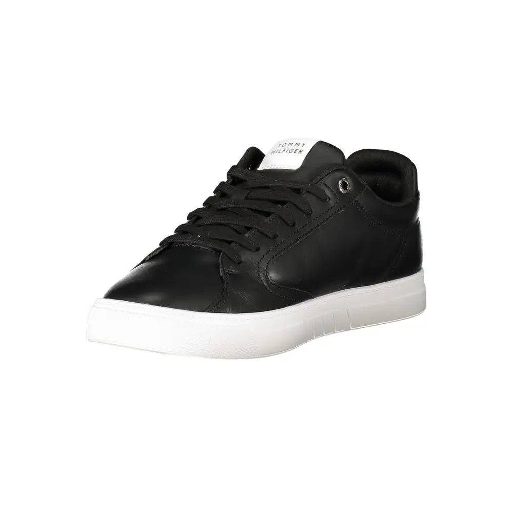 Tommy Hilfiger Black Leather Men Sneakers - Sneakers