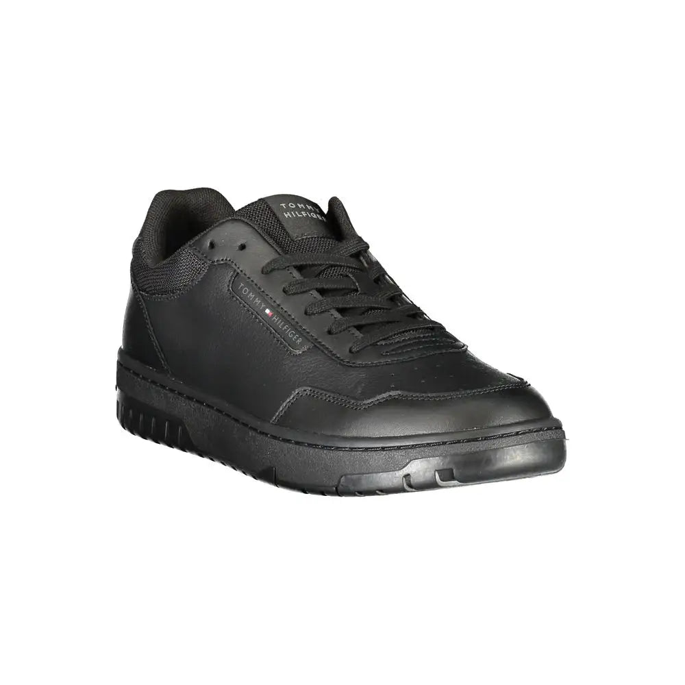 Tommy Hilfiger Black Leather Men Sneakers - Sneakers