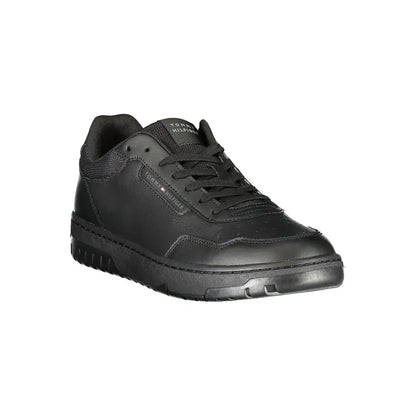 Tommy Hilfiger Black Leather Men Sneakers - Sneakers