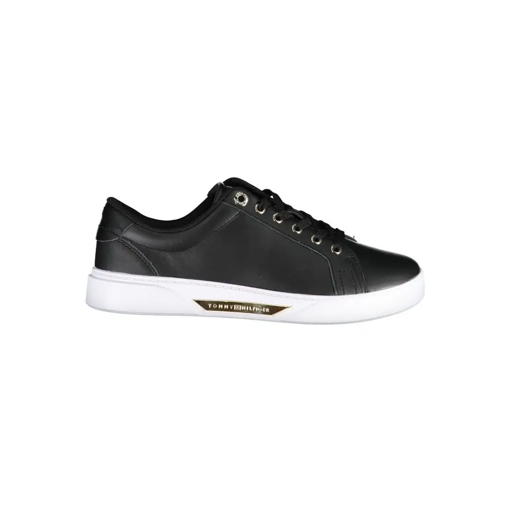 Tommy Hilfiger Black Leather Women Sneakers - Sneakers