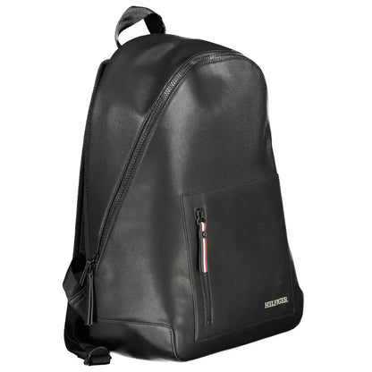 Tommy hilfiger black polyester backpack med subtil tekstureret stof og moderne design
