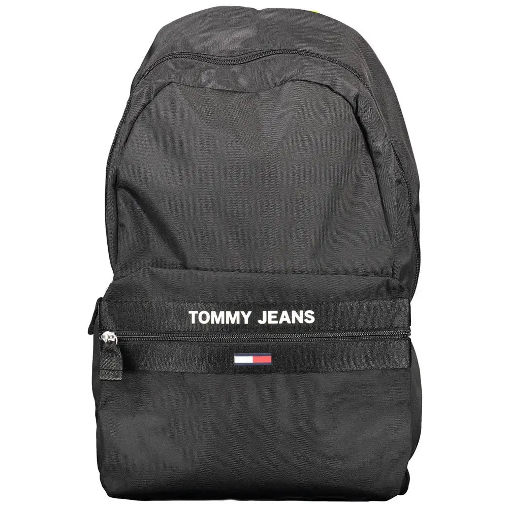 Tommy Hilfiger black polyester backpack med logo og flag emblem