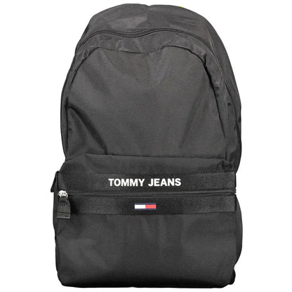 Tommy Hilfiger black polyester backpack med logo og flag emblem