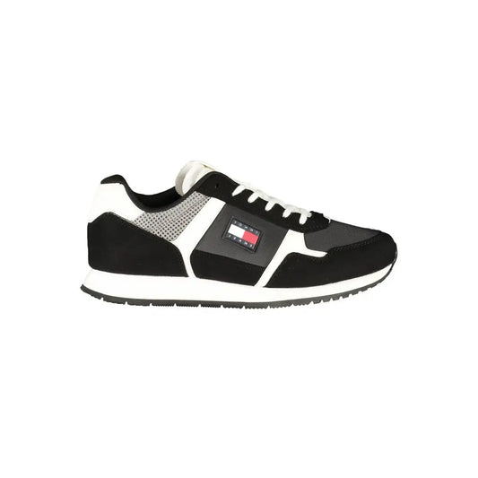 Tommy Hilfiger sorte polyester herresneakers med 100% originale brands