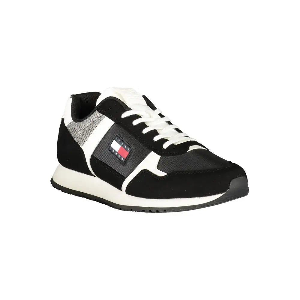 Sort Tommy Hilfiger sorte polyester herresneakers med suede og mesh