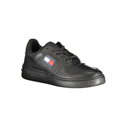 Tommy Hilfiger sorte polyester sneakers med flag-logo