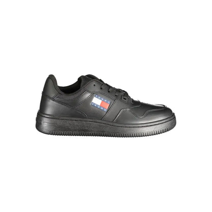 Tommy Hilfiger sorte polyester sneakers med flagpatch
