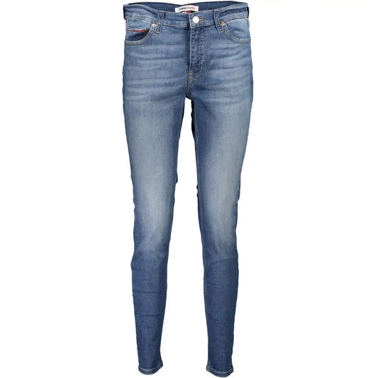 Tommy Hilfiger blue cotton jeans med slim fit, falmet og syning