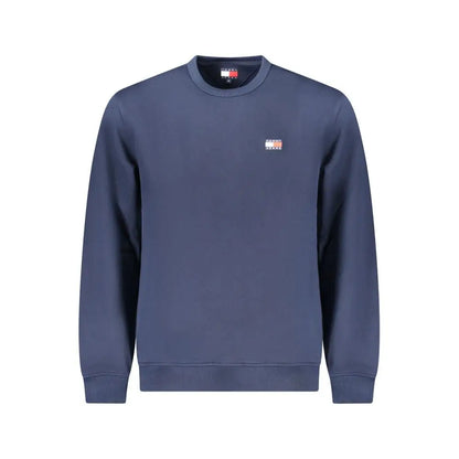 Tommy Hilfiger blue cotton crewneck sweatshirt med flag-logo