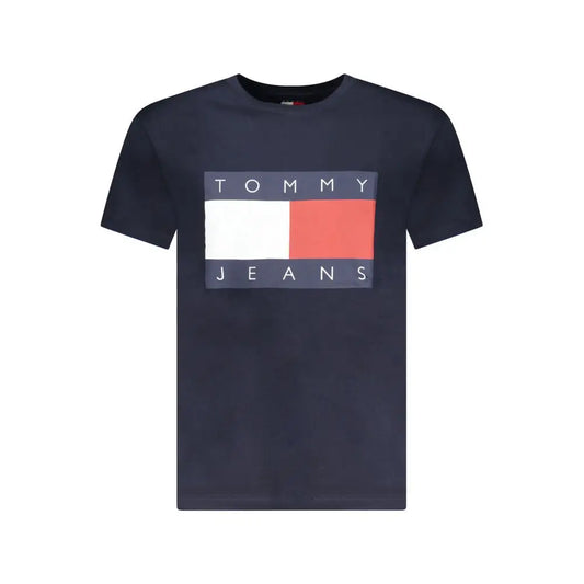 Tommy Hilfiger blue cotton t-shirt med navy stribet logo