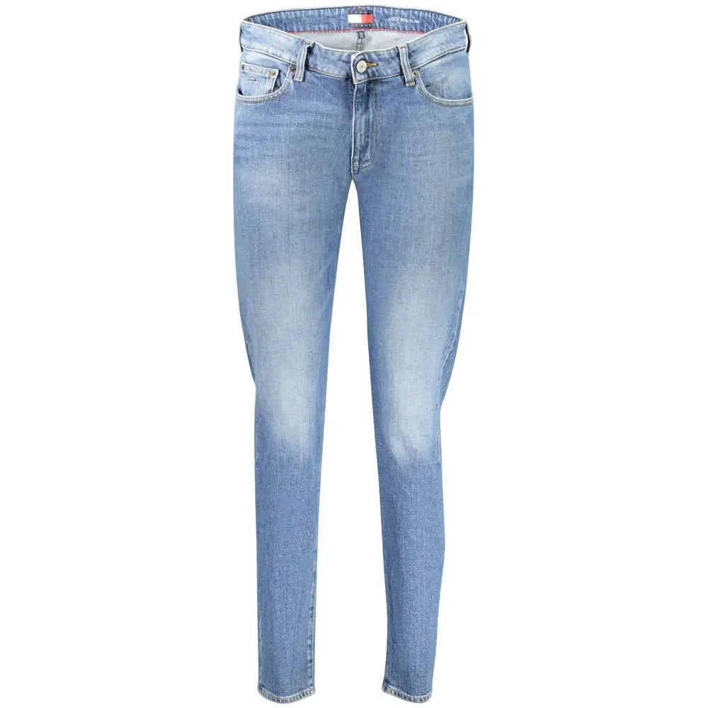 Tommy Hilfiger blue cotton kvindelige jeans i lysvasket slim fit med fem lommer