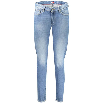 Tommy Hilfiger blue cotton kvindelige jeans i lysvasket slim fit med fem lommer
