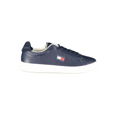 Tommy Hilfiger blå lædersneakers med flag-logo