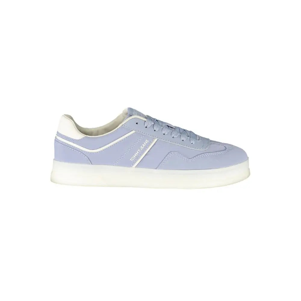 Tommy Hilfiger blue suede sneakers with white laces and chunky sole