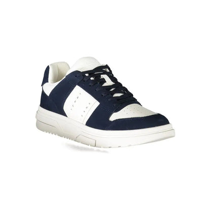 Tommy Hilfiger blå polyester sneakers i navyblå og hvid semsket læder