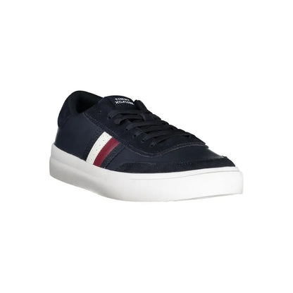 Tommy Hilfiger blue polyester sneaker med navy blå, hvide og røde striber