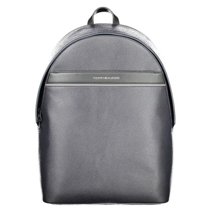 Sleek Tommy Hilfiger blue polyethylene backpack i mørkegrå læder